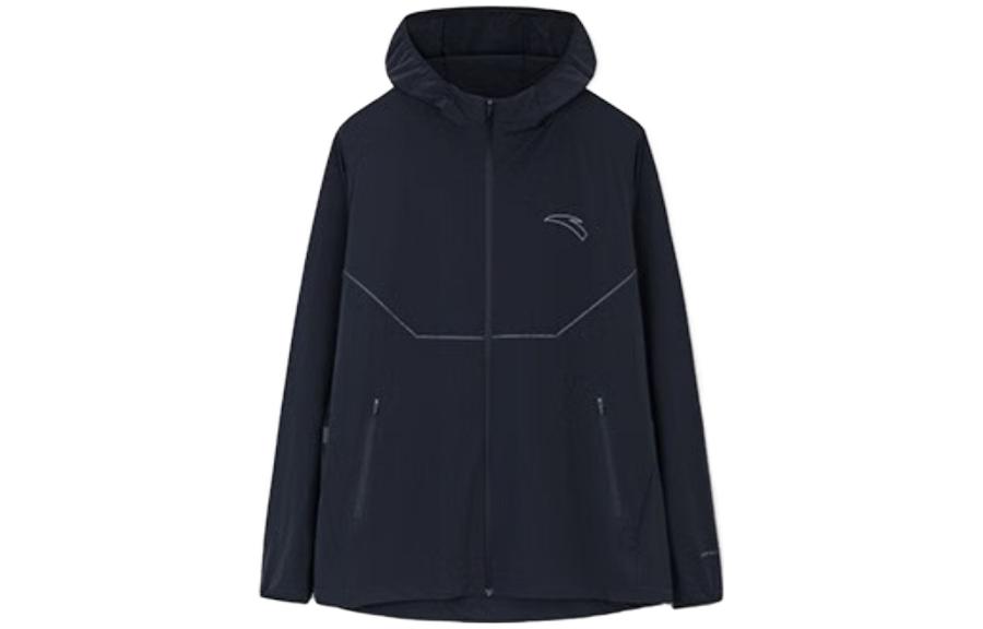 Anta Solid Color Outdoor Running Hooded Sun Protection Jacket - Black 152325601-4