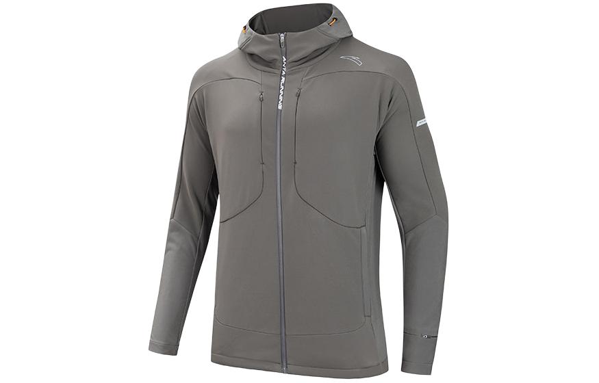 Anta Solid Color Running Zip Hoodie Jacket - Sparrow Brown 152415608-3