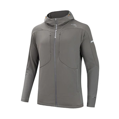 Anta Solid Color Running Zip Hoodie Jacket - Sparrow Brown 152415608-3