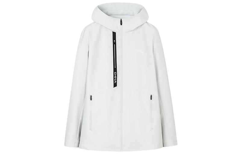 Anta Solid Color Woven Hooded Sports Jacket - Breeze Gray 152317603