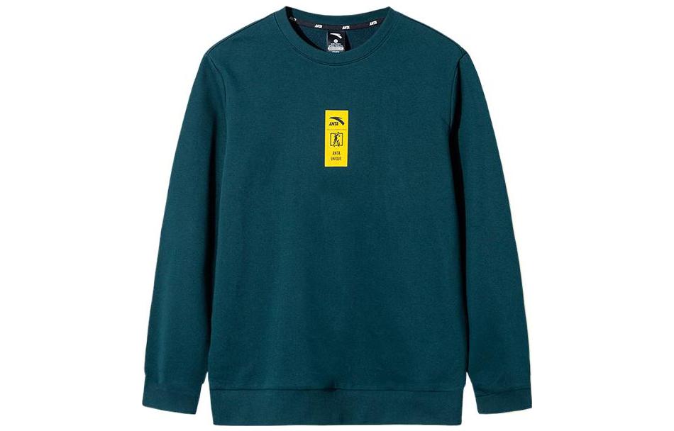 Anta Solid Logo Crewneck Pullover Sweatshirt Tundra Green 95918709-2