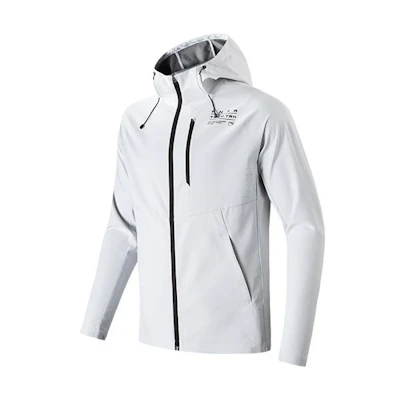 Anta Solid Logo Hooded Sports Jacket - Breeze Gray 952217601-1