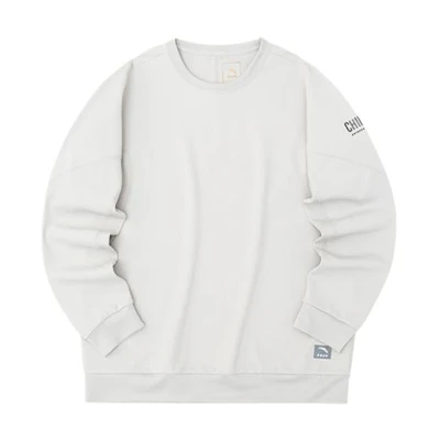 Anta Solid Logo Patch Crewneck Pullover Sweatshirt Mens Light Gray 152230714-1