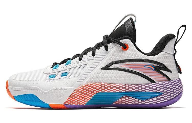Anta Speed 5 Mid Basketball Shoes White/Black/Blue Cushioning Durable. 112341113-3
