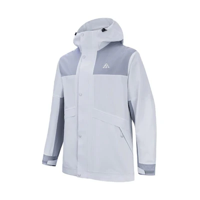 Anta Spliced Water Shell Zip Hoodie Jacket in Sandy Grey 952337605-3