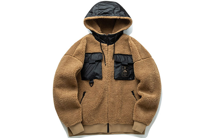 Anta Sports Hoodie Knit Jacket with Logo & Pockets Papaya Color Unisex 152148738-2