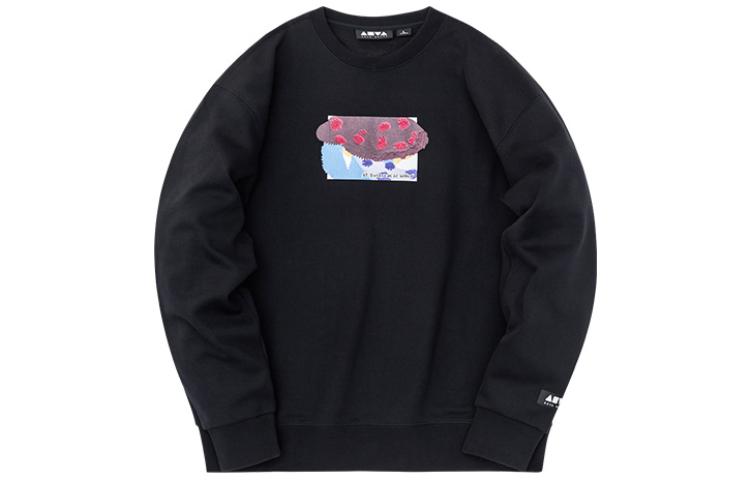 Anta Sports Lifestyle Black Crewneck Sweatshirt with Front Print Unisex 172248712-2