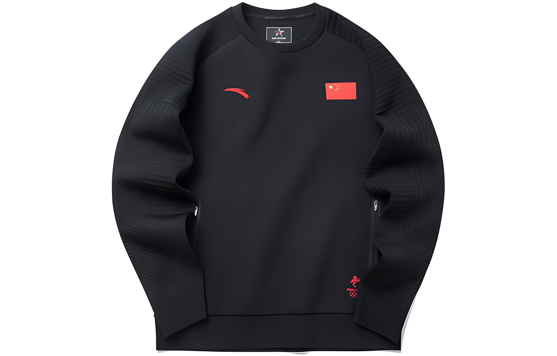 Anta Sports Lifestyle Logo Sweatshirt Black with National Flag Design 152140709-1