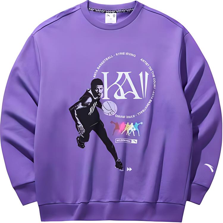 Anta Sports Lifestyle Printed Letter Crewneck Loose Sweatshirt Fluorescent Purple 172441708-6