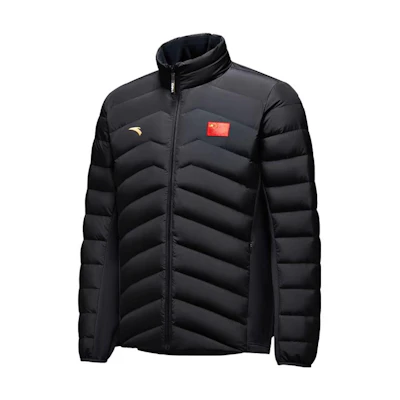 Anta Sports Lifestyle Unisex Black High Collar Zip-Up Down Jacket. 452340108-1