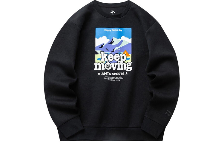 Anta Sportswear Casual Crewneck Printed Sweatshirt Black 152218701-3