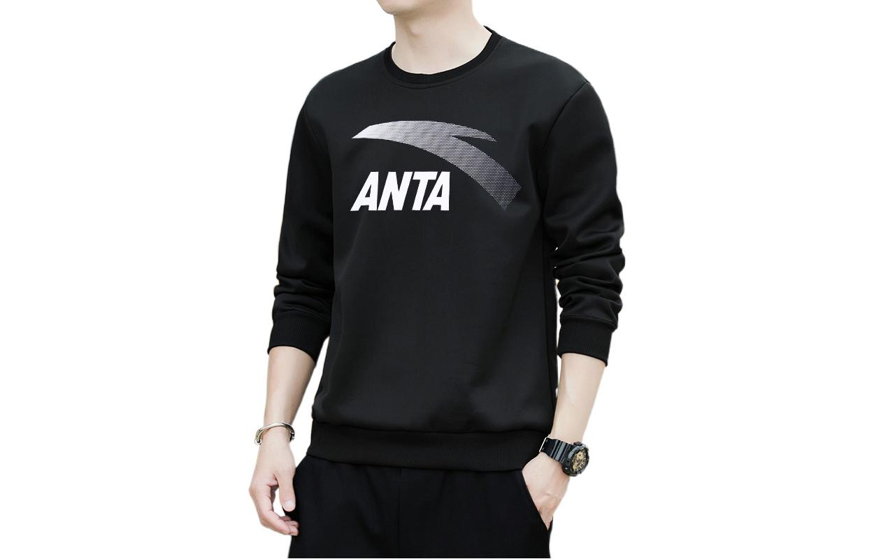 Anta Sportswear Life Series Black Long-Sleeve Sweatshirt with Logo Print 952038720-3