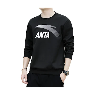 Anta Sportswear Life Series Black Long-Sleeve Sweatshirt with Logo Print 952038720-3