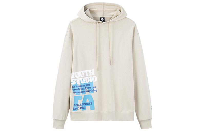 Anta SS22 Beige Pullover Hoodie Unisex with Letter Print 952238703-2