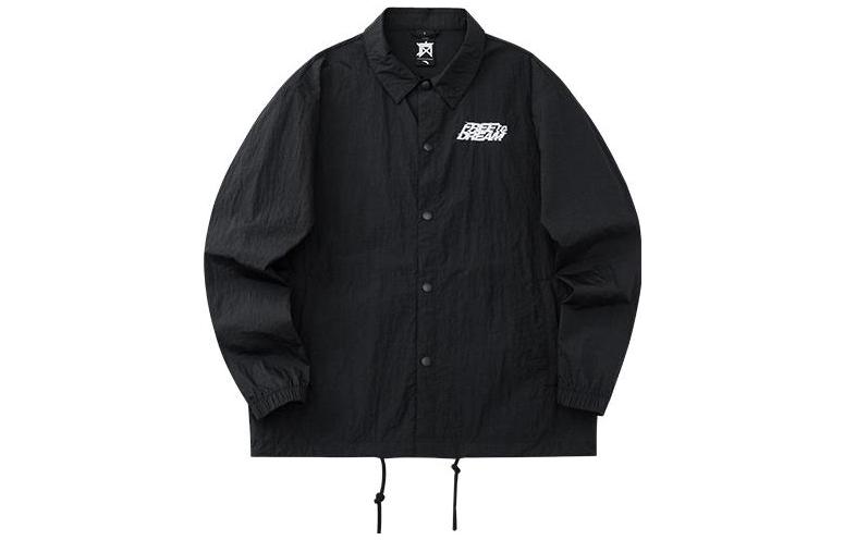 Anta SS22 Letter Print Button-Up Shirt Jacket Black Fall Collection 152221604-3