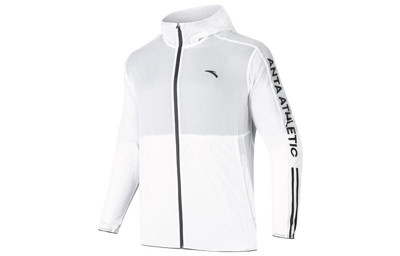 Anta SS22 Lightweight Striped Logo Hooded Jacket Men’s Snowflake White 152227609-1