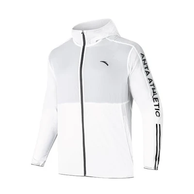 Anta SS22 Lightweight Striped Logo Hooded Jacket Men’s Snowflake White 152227609-1