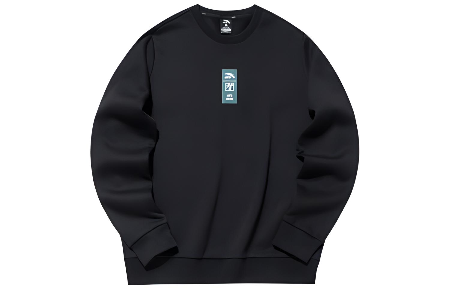 Anta SS22 Solid Color Logo Pullover Sweatshirt Black 95918709-4