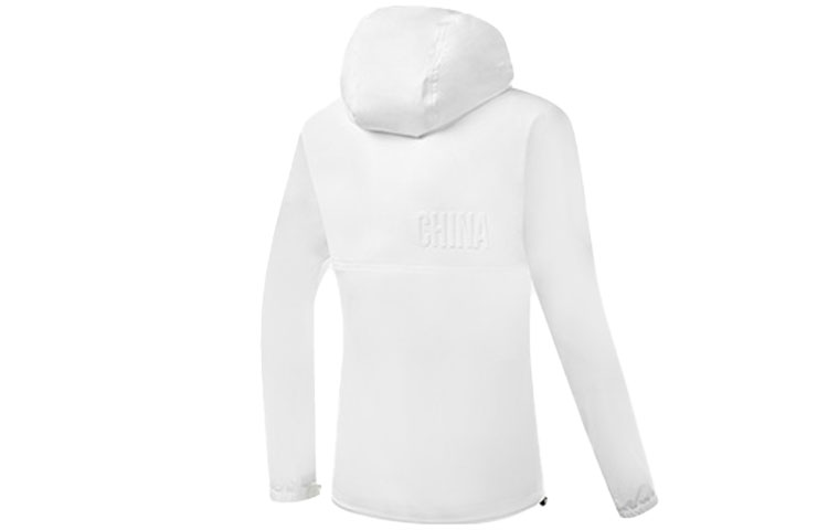 Lookbook 安踏星标连帽白色夹克 - 男女通用休闲运动外套 152120702-1