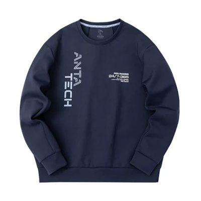 Anta Training Crewneck Logo Sweatshirt Deep Blue Casual Series 952317706-2
