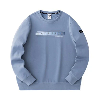 Anta Training Crewneck Pullover Fleece Sweatshirt Ancient Wall Grey 152347710-2