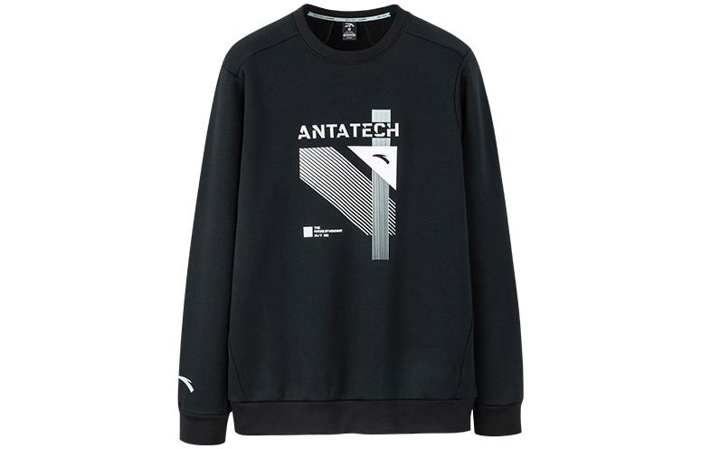 Anta Training Crewneck Sweatshirt Black with Letter Print Design for Men 952247710-4