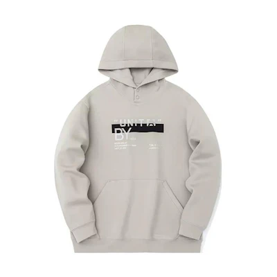 Anta Training Hoodie Beige Brown Pullover with Letter Print Design 152317742-1