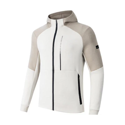 Anta Training Hoodie Jacket - Charlotte Gray/White Colorblock Design 152417705-1