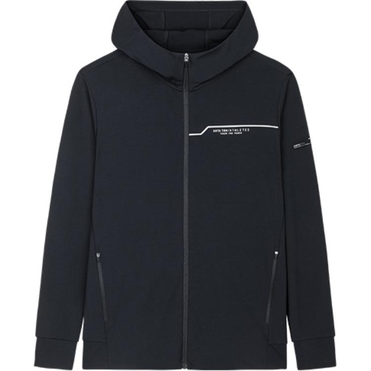 Anta Training Hoodie Jacket for Men - Breathable Knit Zip-Up in Basic Black 152427709-2