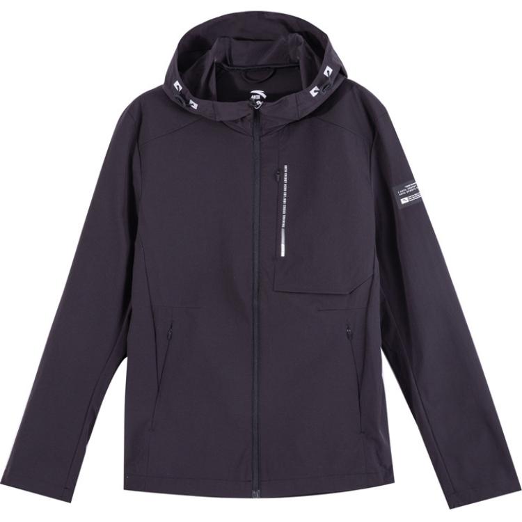 Anta Training Hoodie Jacket Slim Fit Letter Print Black Long Sleeve Casual Wear 152037602-3