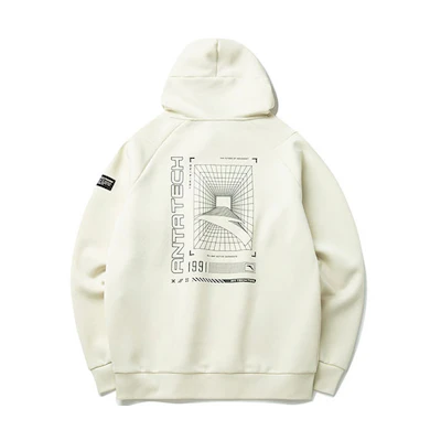 Anta Training Hoodie Logo Print Back - YiMi Grey 952217703-1