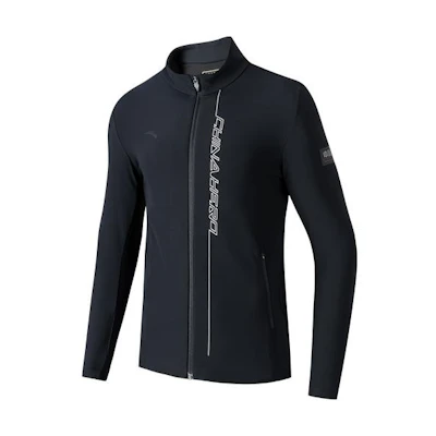 Anta Training Outdoor Series Black Knit Jacket with Logo Print for Men 152317701-3