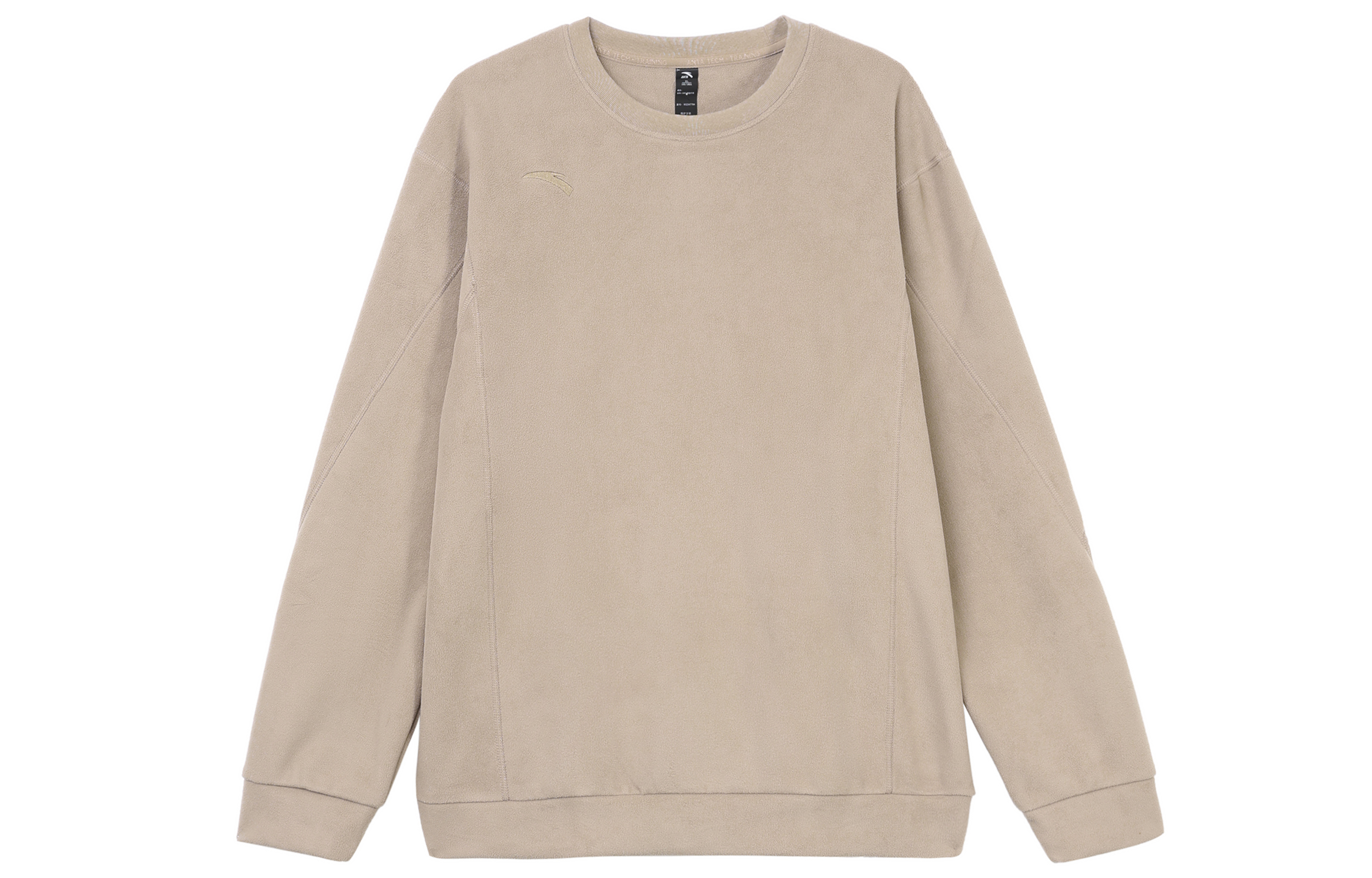 Anta Training Pullover Crewneck Fleece Sweatshirt Deep Gray Brown - 952347704-3