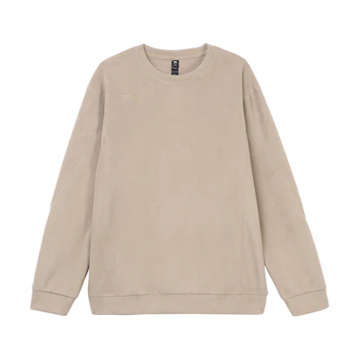 Anta Training Pullover Crewneck Fleece Sweatshirt Deep Gray Brown - 952347704-3