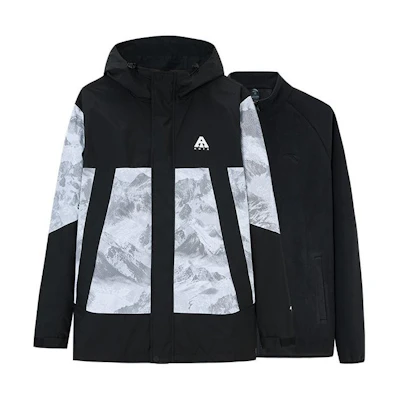 Anta Training Series 3-in-1 Fleece Hoodie Jacket Black/White 952347610-3
