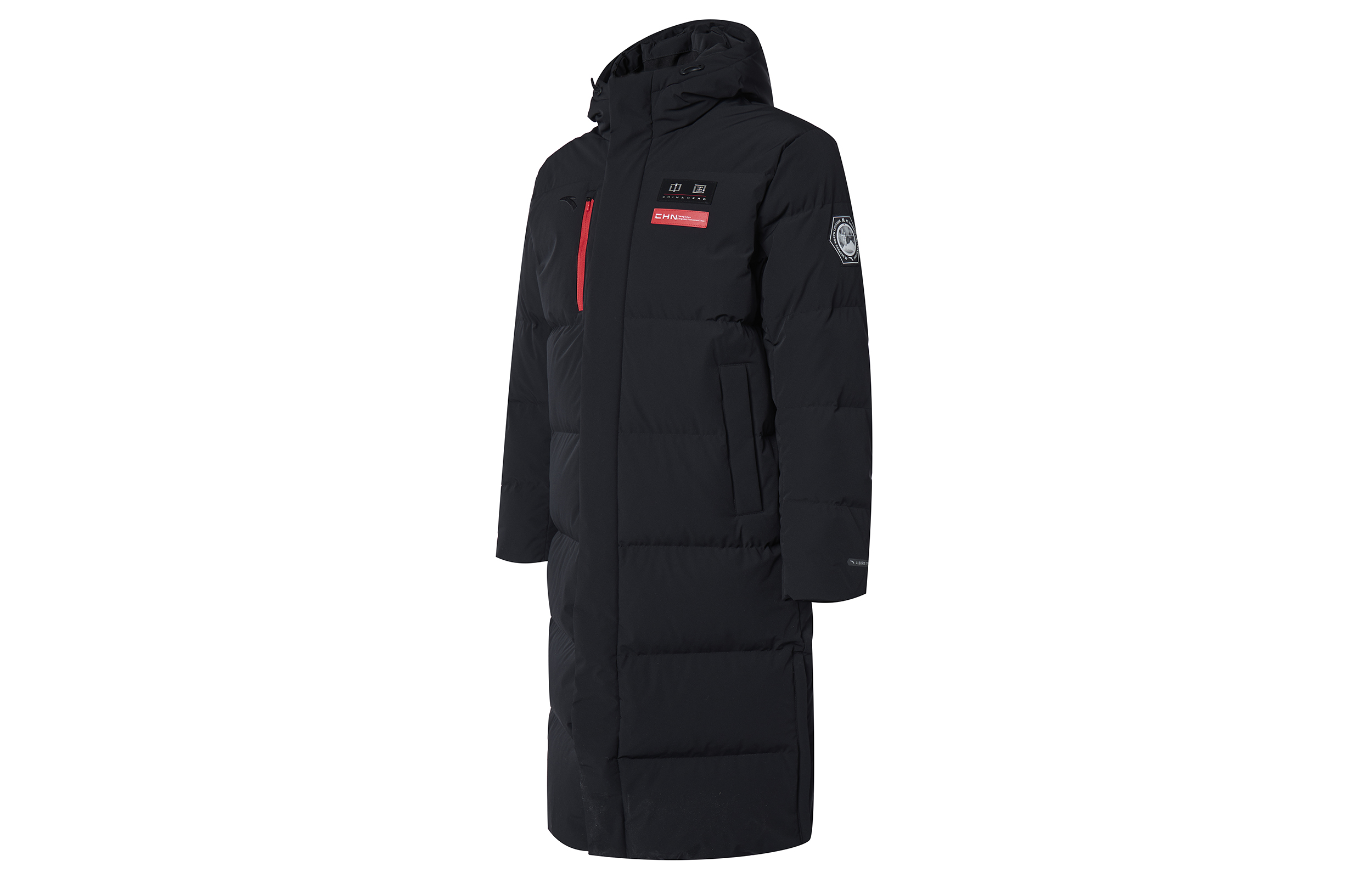 Anta Training Series  Black Long Down Jacket with Back Logo Print. 152317902-2