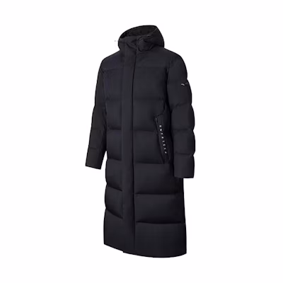 Anta Training Series Black Long Down Jacket with Four-Way Snow Resistance. 952347905-3