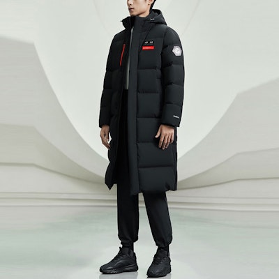 Anta Training Series Black Long Down Jacket with Back Logo Print. 152317902-2 Purchase Anta Training Series Black Long Down Jacket with Back Logo Print. 152317902-2