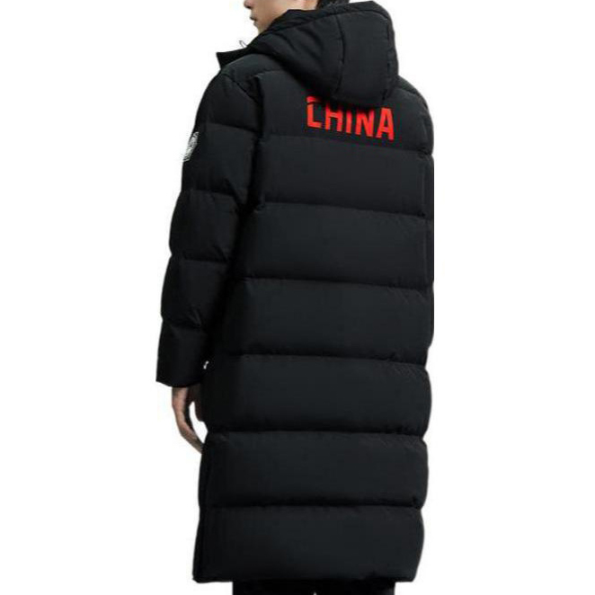 Sizing Anta Training Series  Black Long Down Jacket with Back Logo Print. 152317902-2