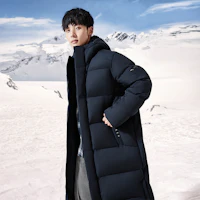 Sizing Anta Training Series Black Long Down Jacket with Four-Way Snow Resistance. 952347905-3
