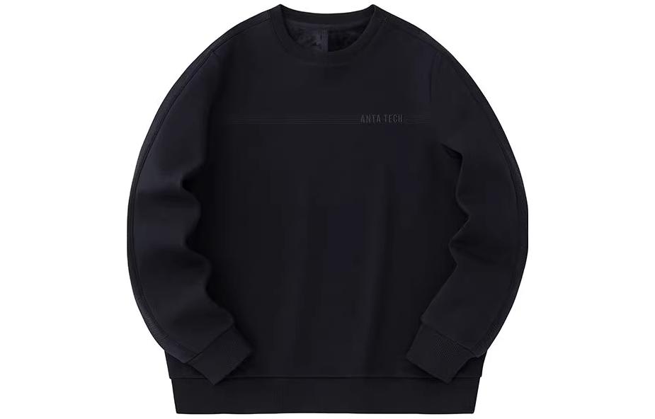 Anta Training Series Basic Black Crewneck Fleece Sweatshirt Men 152347725-3