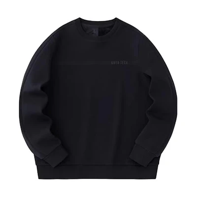 Anta Training Series Basic Black Crewneck Fleece Sweatshirt Men 152347725-3