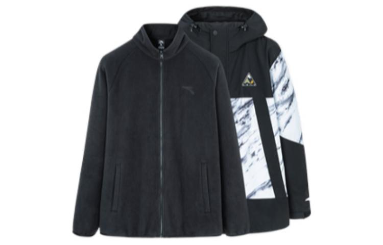 Anta Training Series Black 3-in-1 Full Print Hooded Jacket 952247670-3
