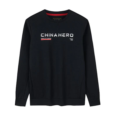 Anta Training Series Black Crewneck Pullover Sweatshirt with Letter Print 152437719-3