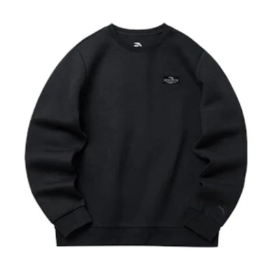 Anta Training Series Black Crewneck Pullover Sweatshirt with Logo 152217723-3