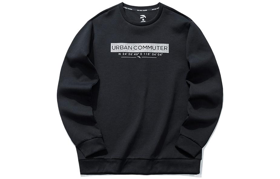 Anta Training Series Black Crewneck Sweatshirt with Logo Print 152117721-3