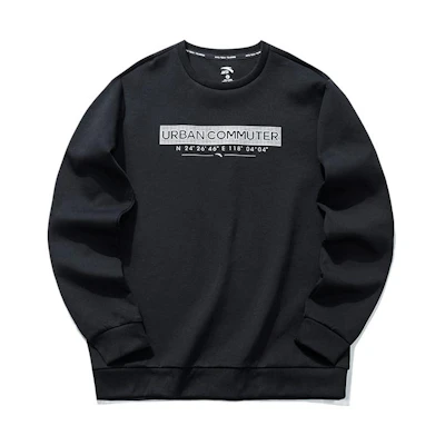 Anta Training Series Black Crewneck Sweatshirt with Logo Print 152117721-3