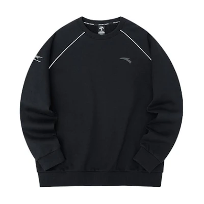 Anta Training Series Black Fleece Crewneck Sweatshirt with Logo Print Unisex 952237725-3