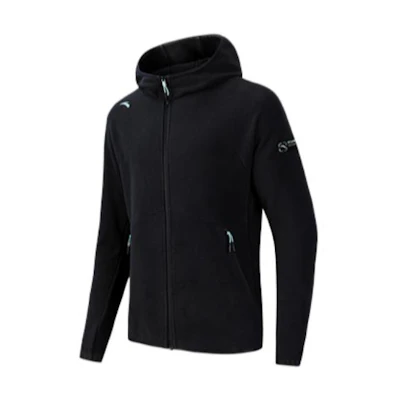 Anta Training Series Black Fleece Lined Hoodie Jacket with Logo Patch 952247707-3