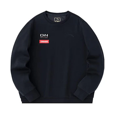 Anta Training Series Black Fleece Pullover Casual Crewneck Sweatshirt 152347720-3